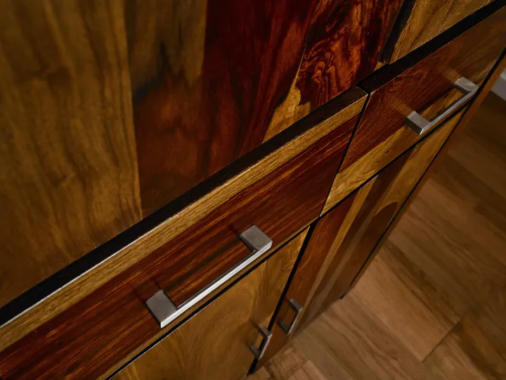 Detail of the rosewood cabinet fronts